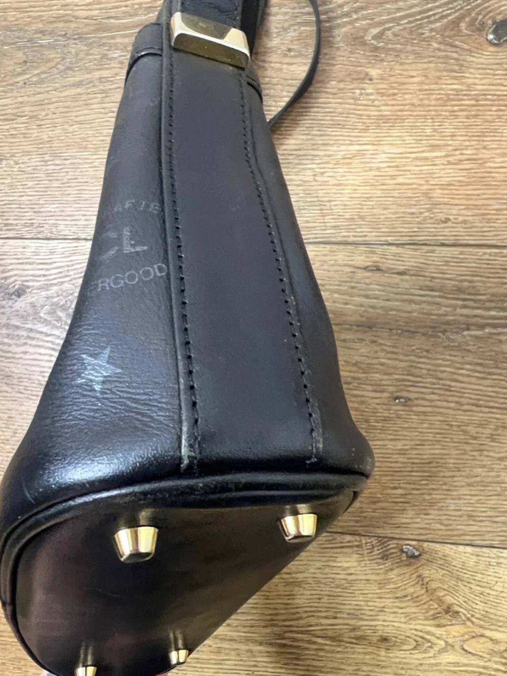 Vintage HCL Black Leather Monogram Crossbody Bag